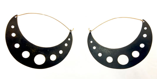 Antiqued Brass Moon Earrings