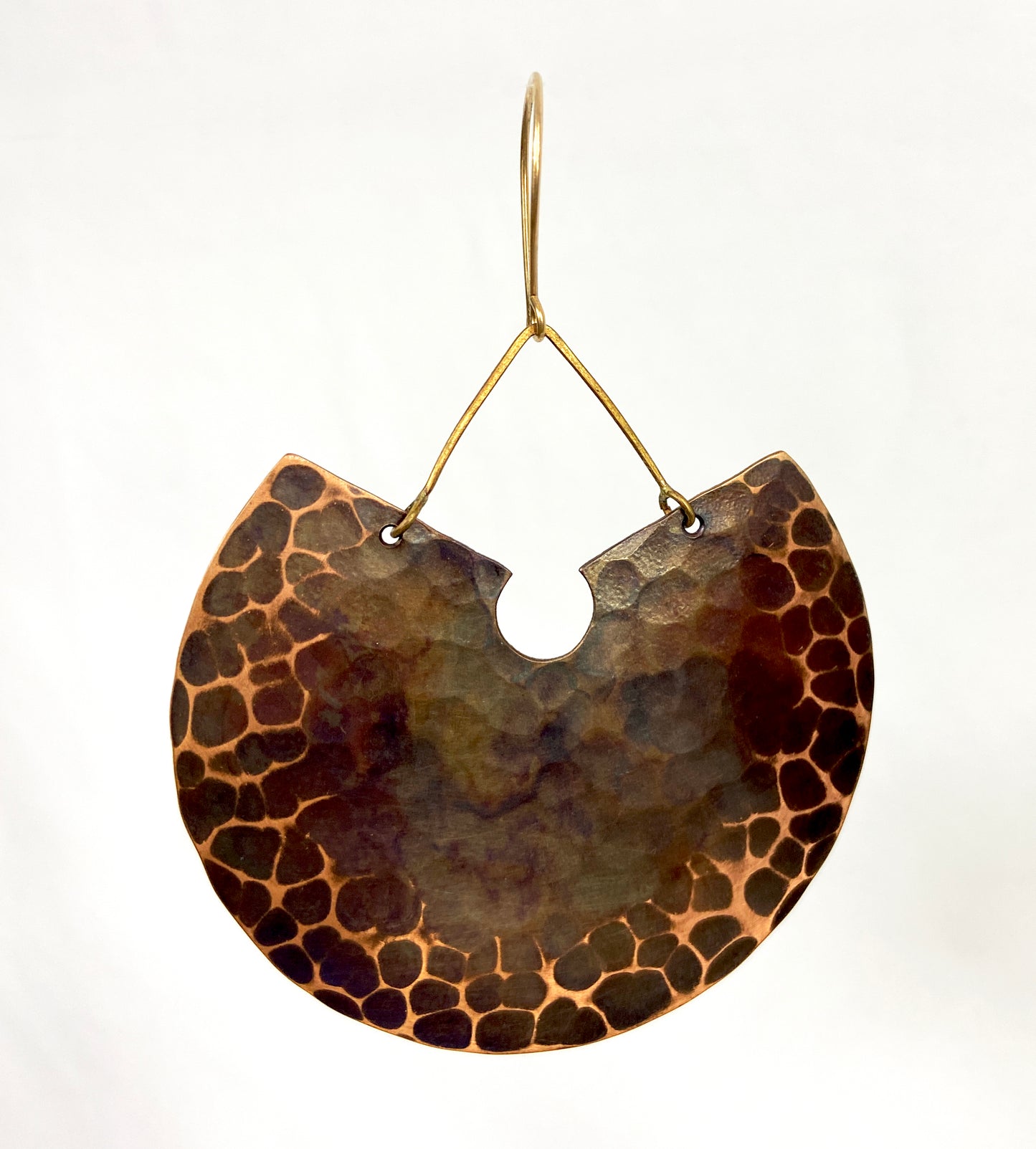 Large Patinated Disc Earrings
