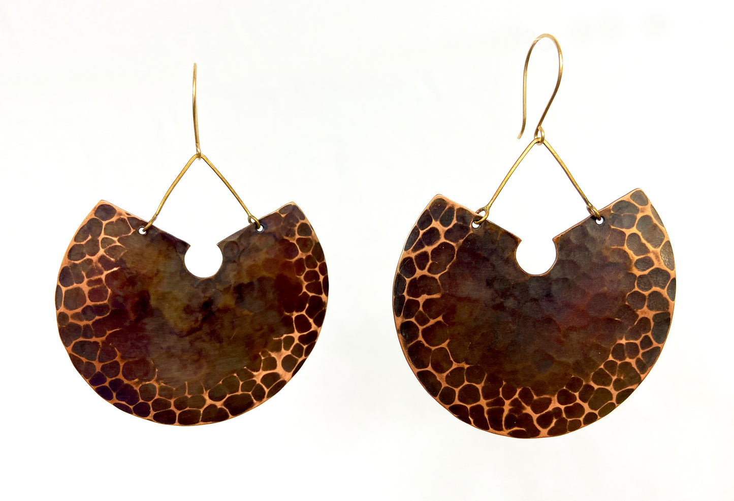 Large Patinated Disc Earrings