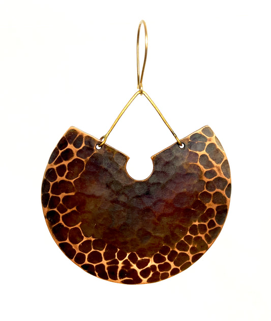Large Patinated Disc Earrings