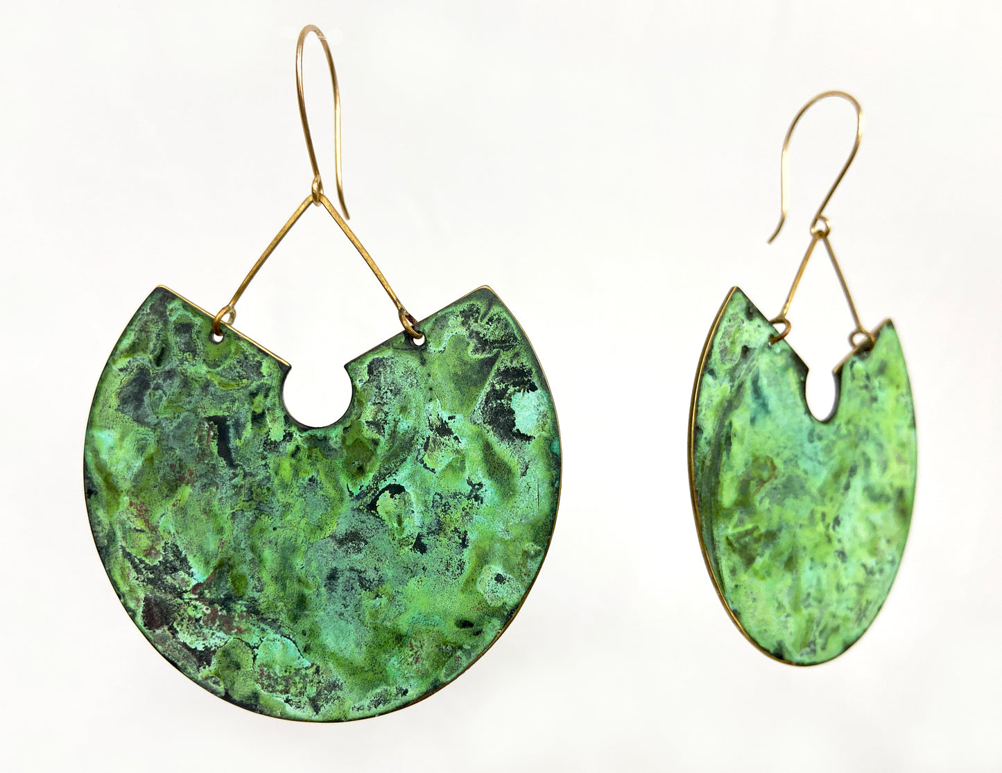 Large Patinated Disc Earrings