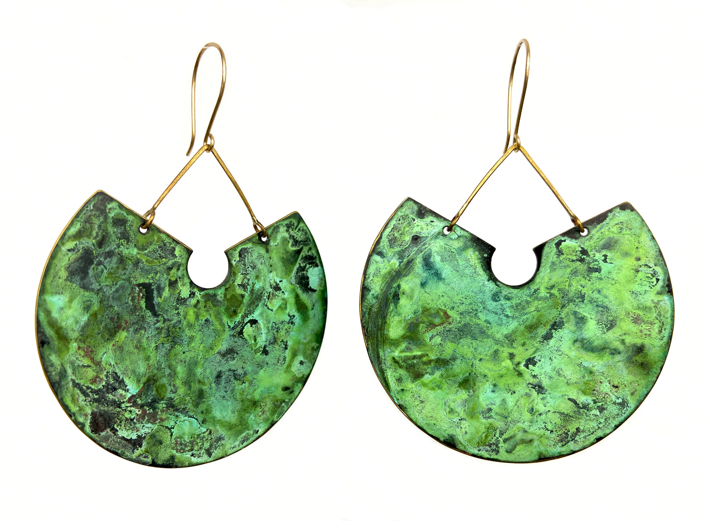Large Patinated Disc Earrings