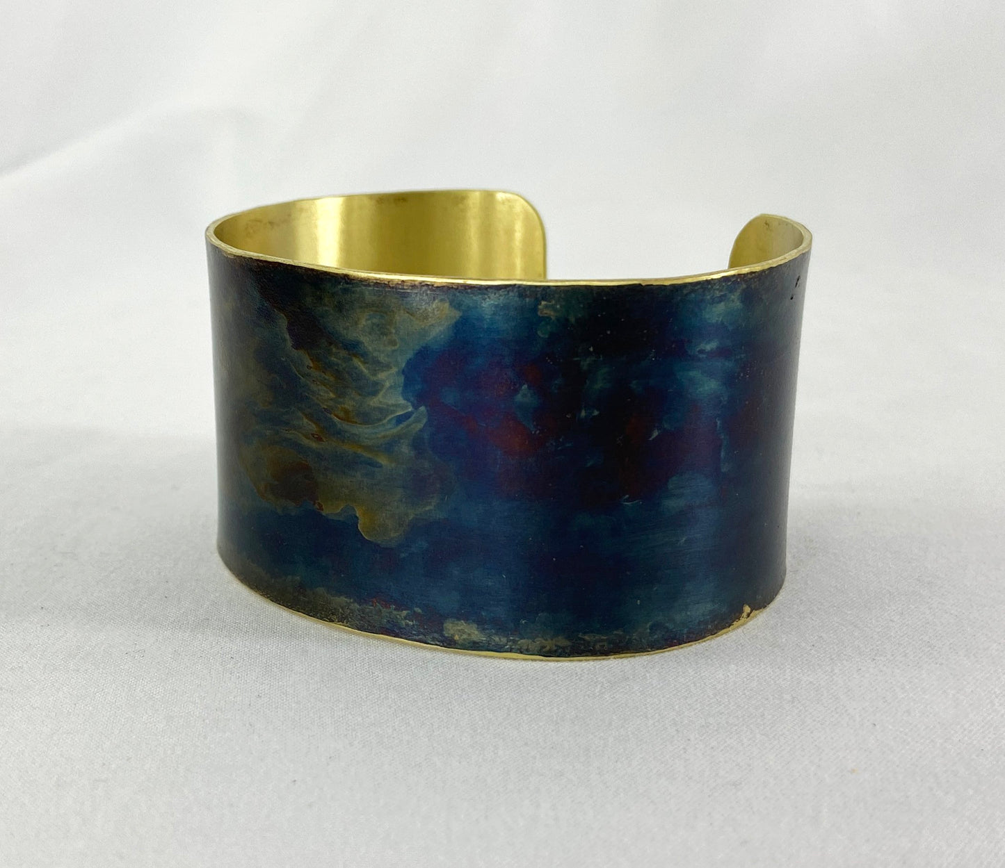 Brass Cuff with Torch Blue Patina
