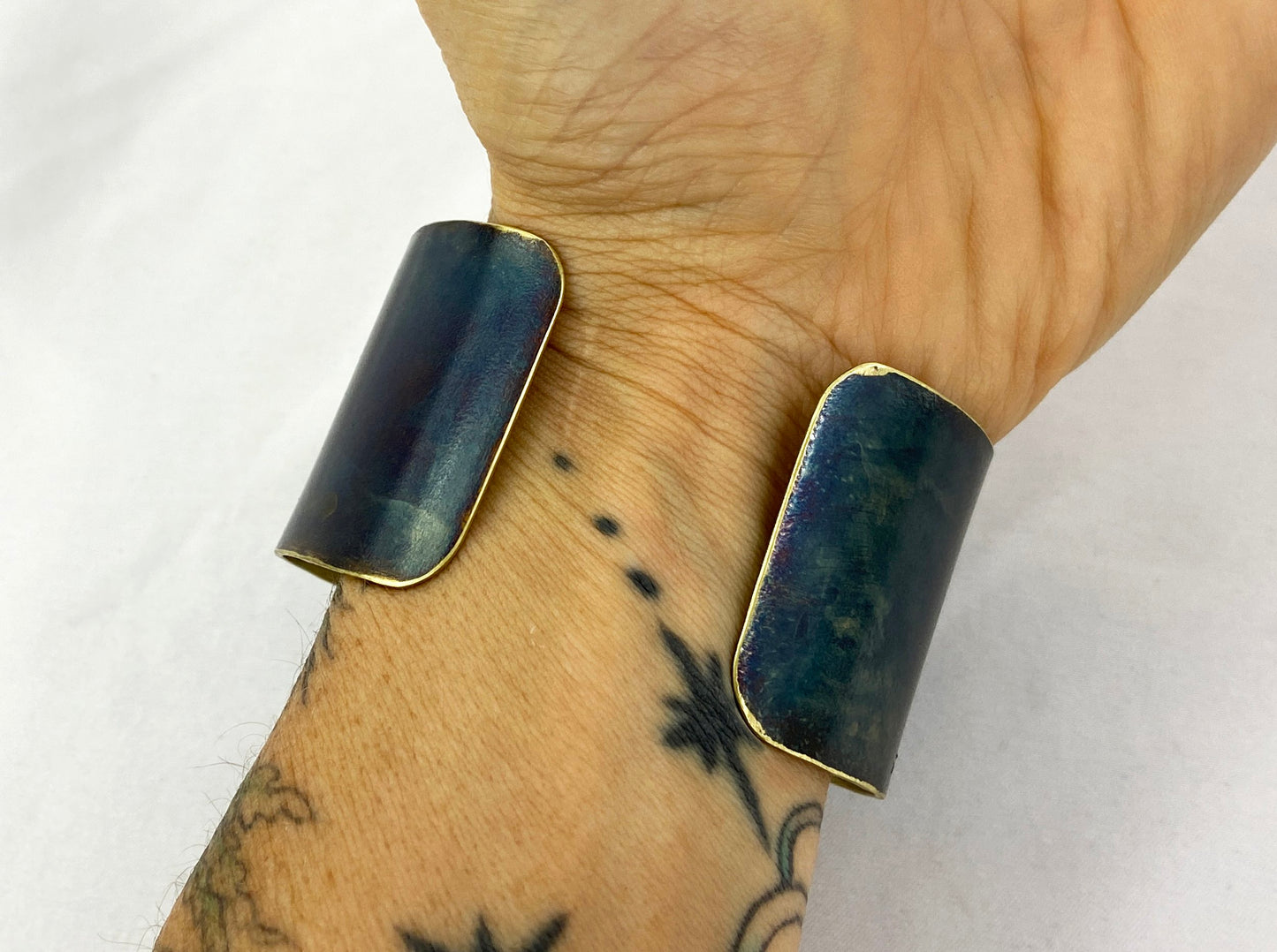 Brass Cuff with Torch Blue Patina
