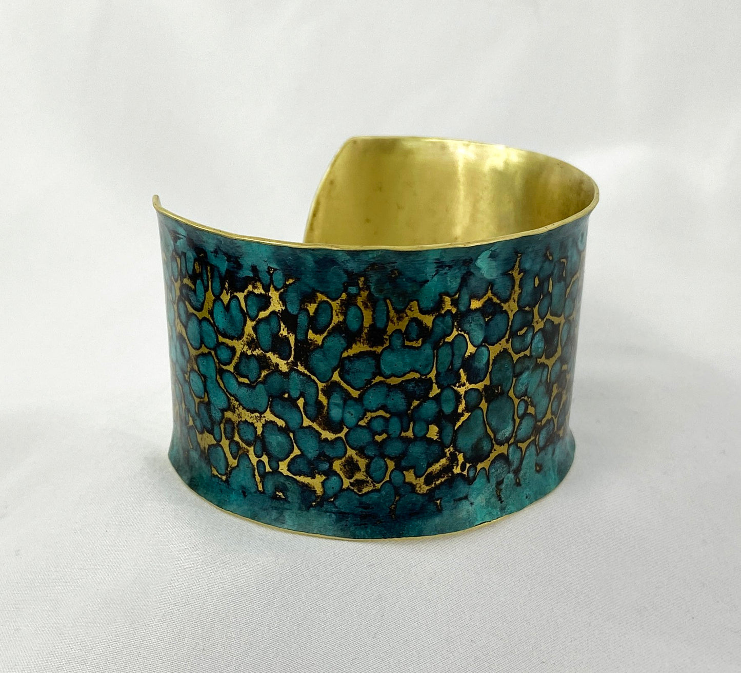 Hammered Blue Brass Cuff Bracelet
