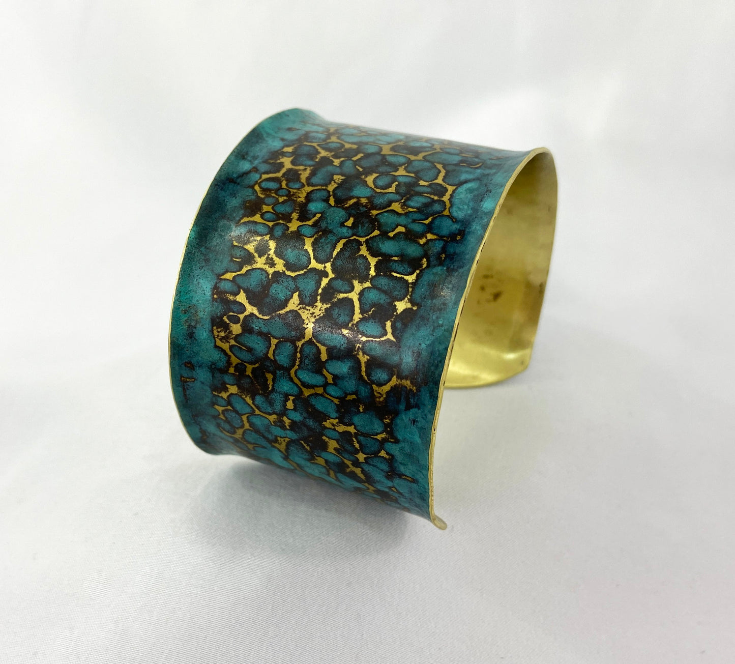 Hammered Blue Brass Cuff Bracelet