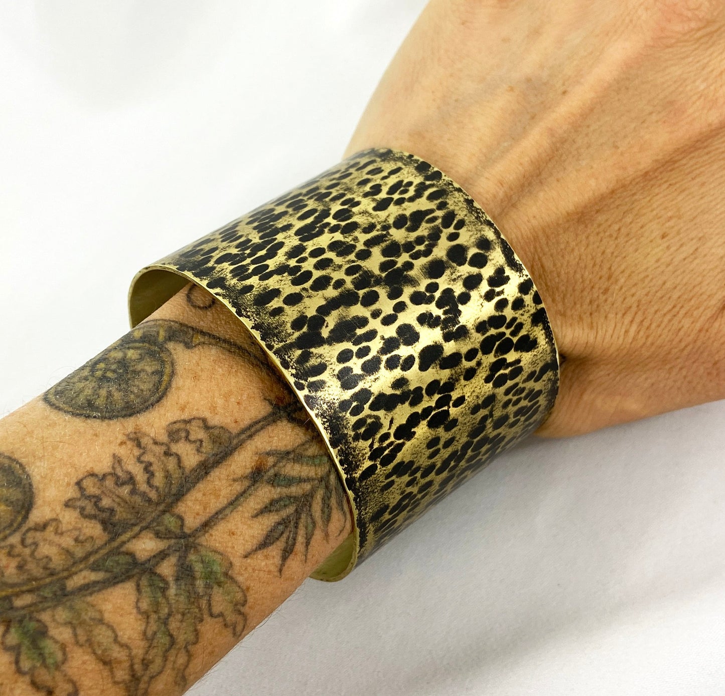 Hammered Ball Peen Antiqued Brass Cuff Bracelet