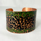 Large sized Hammered Copper Cuff Bracelet with Antique and Green