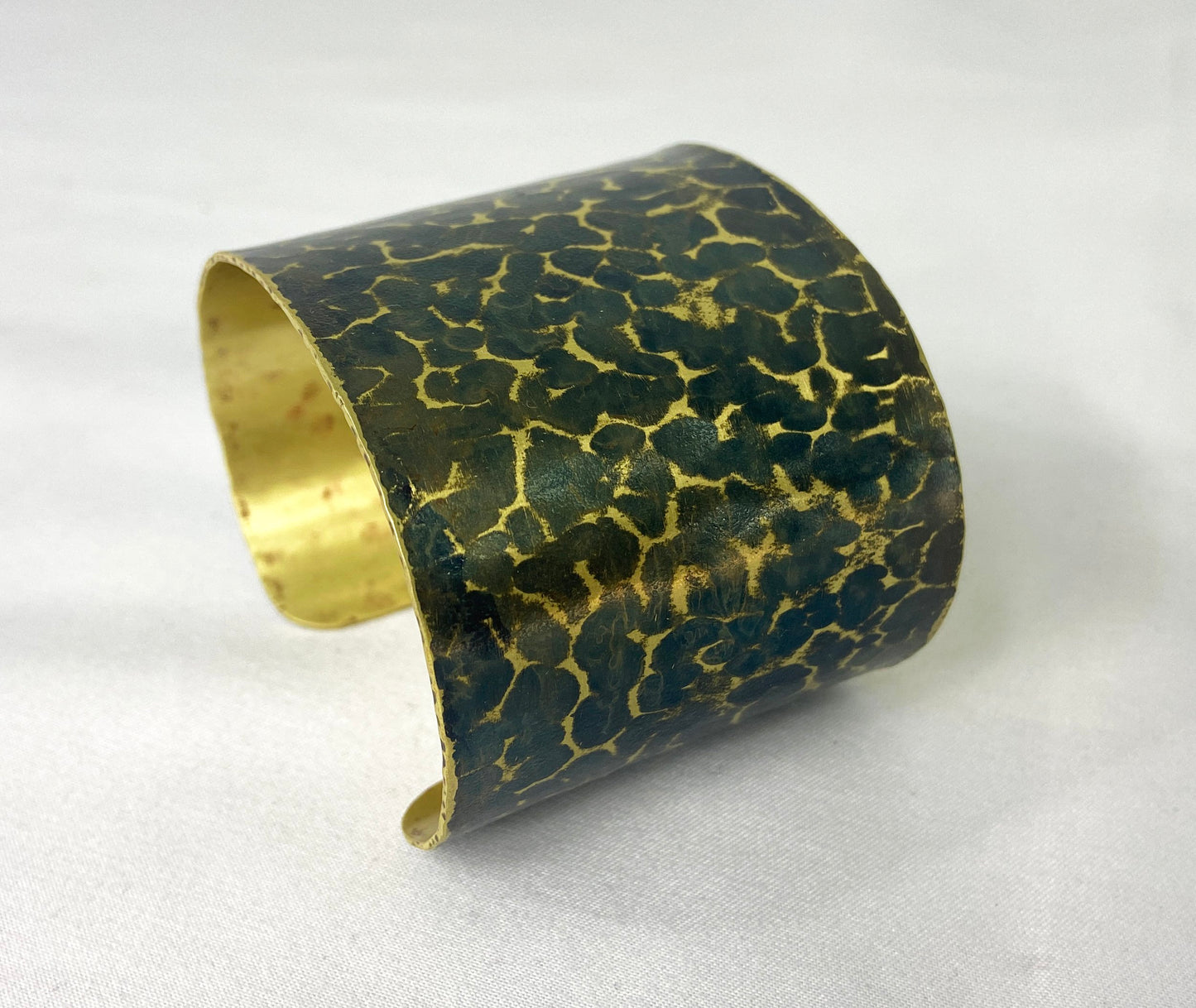 Hammered Brass Cuff with Torch Blue Patina