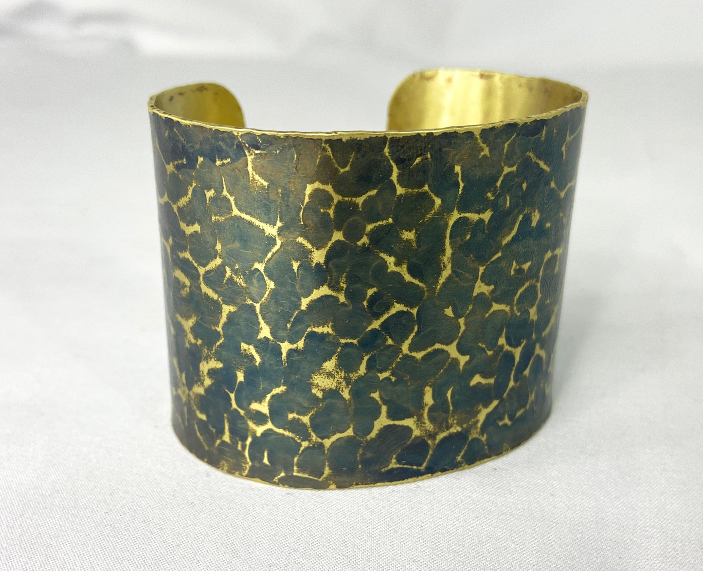 Hammered Brass Cuff with Torch Blue Patina