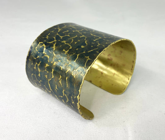 Hammered Brass Cuff with Torch Blue Patina
