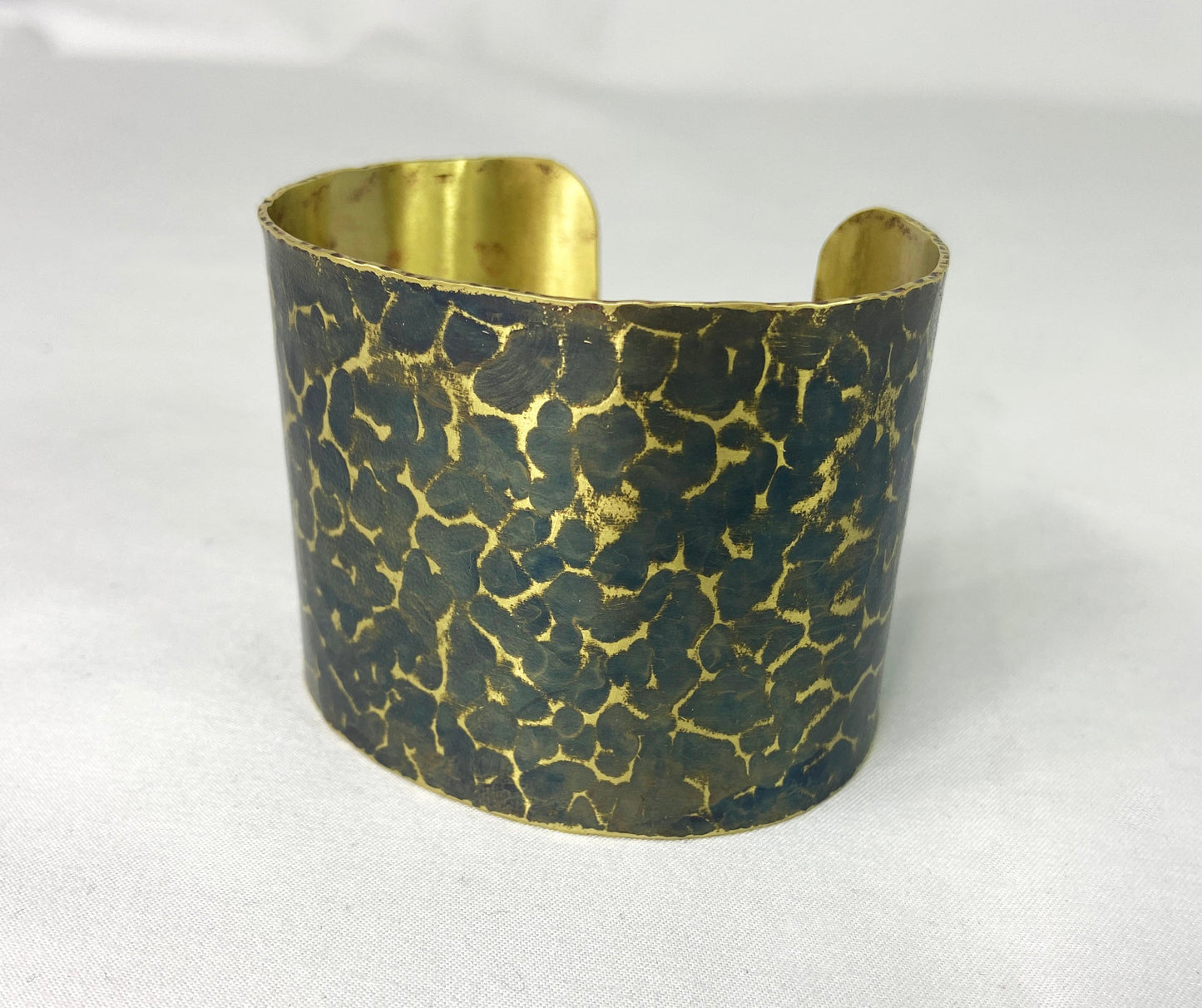 Hammered Brass Cuff with Torch Blue Patina