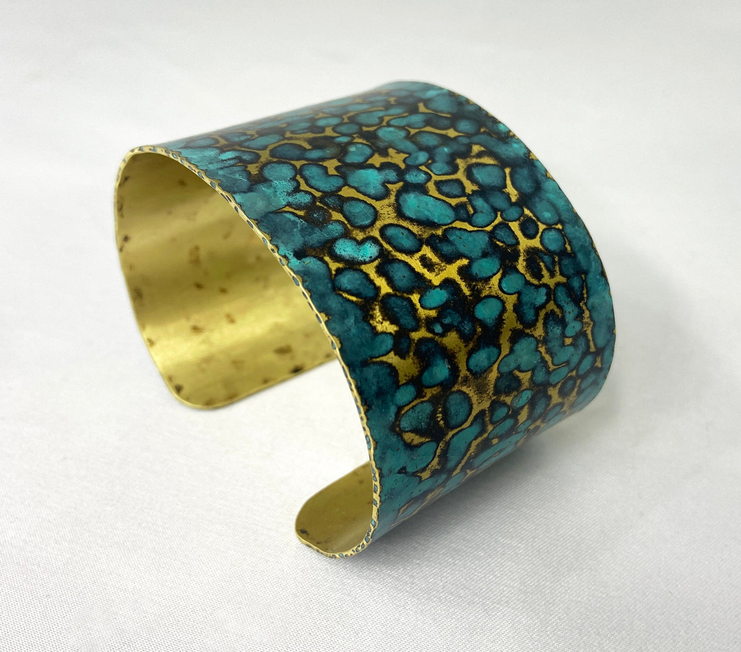 Hammered Brass Blue Cuff Bracelet