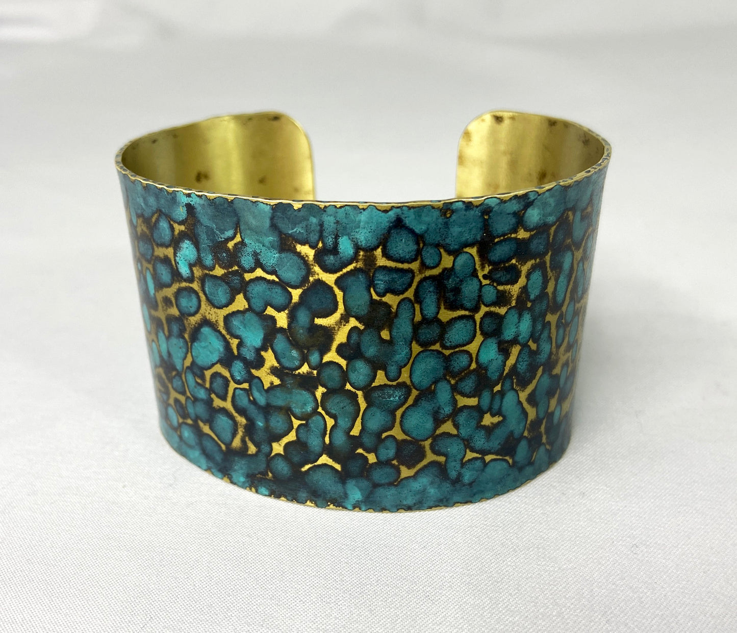 Hammered Brass Blue Cuff Bracelet