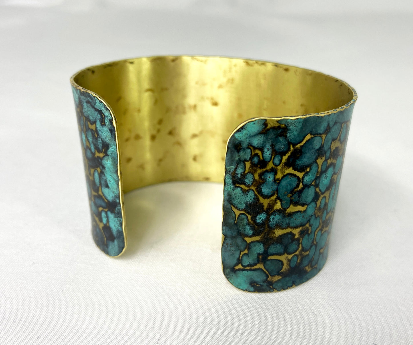 Hammered Brass Blue Cuff Bracelet