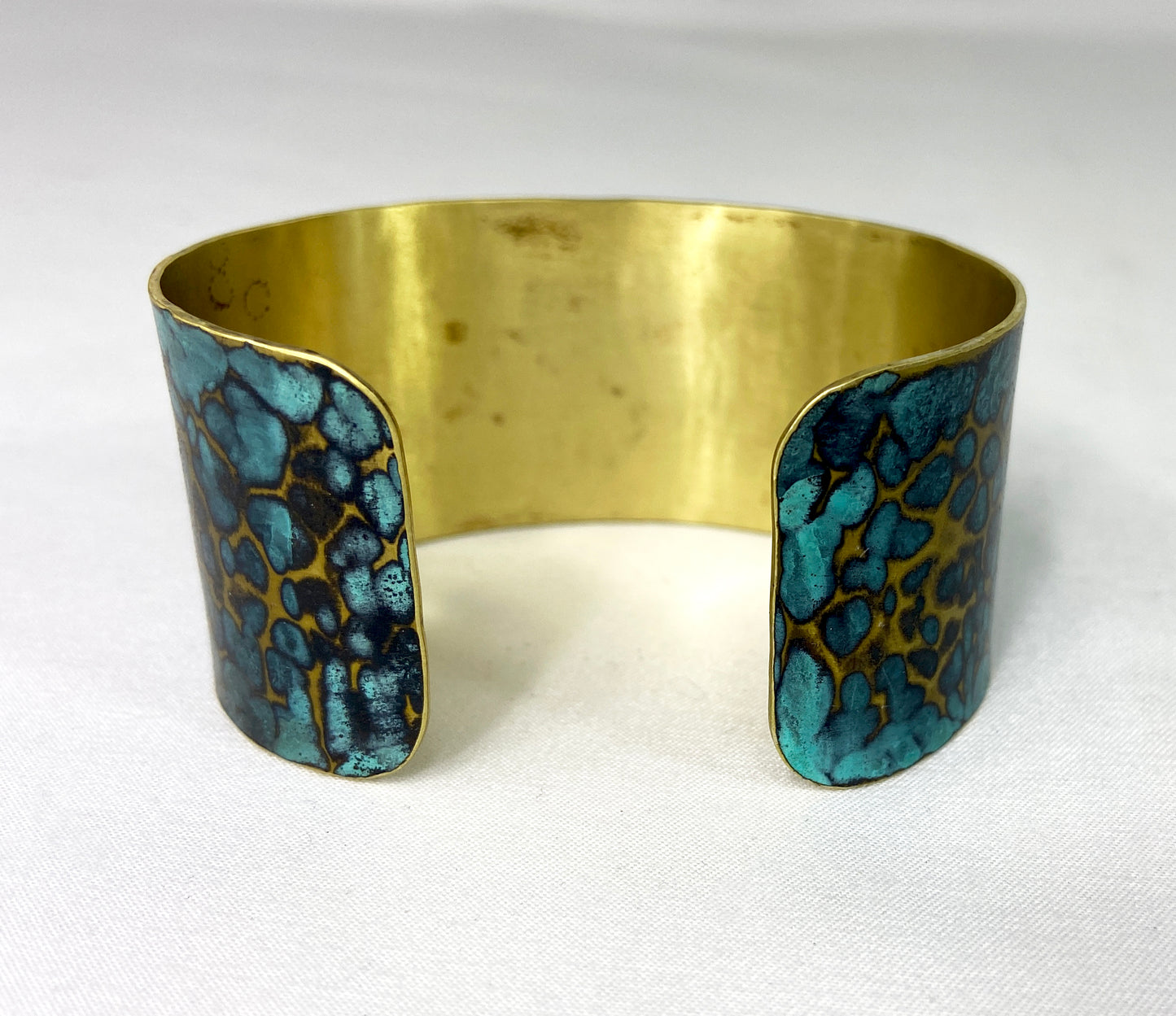 Hammered Brass Blue Cuff Bracelet