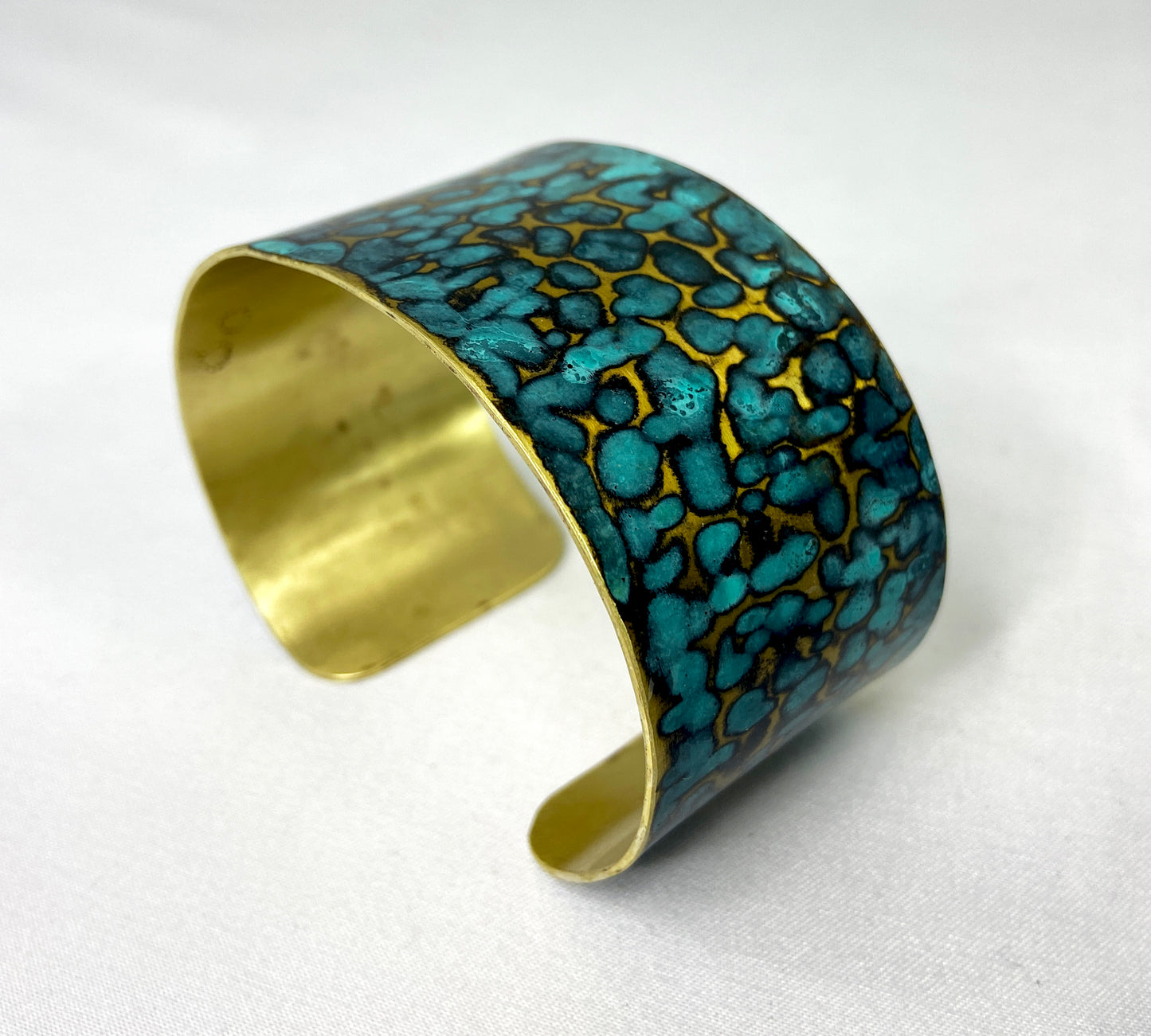 Hammered Brass Blue Cuff Bracelet