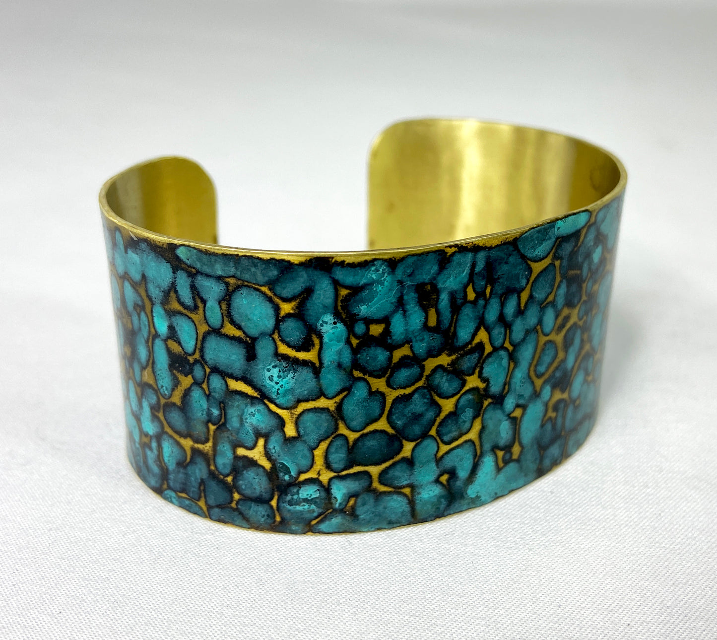Hammered Brass Blue Cuff Bracelet