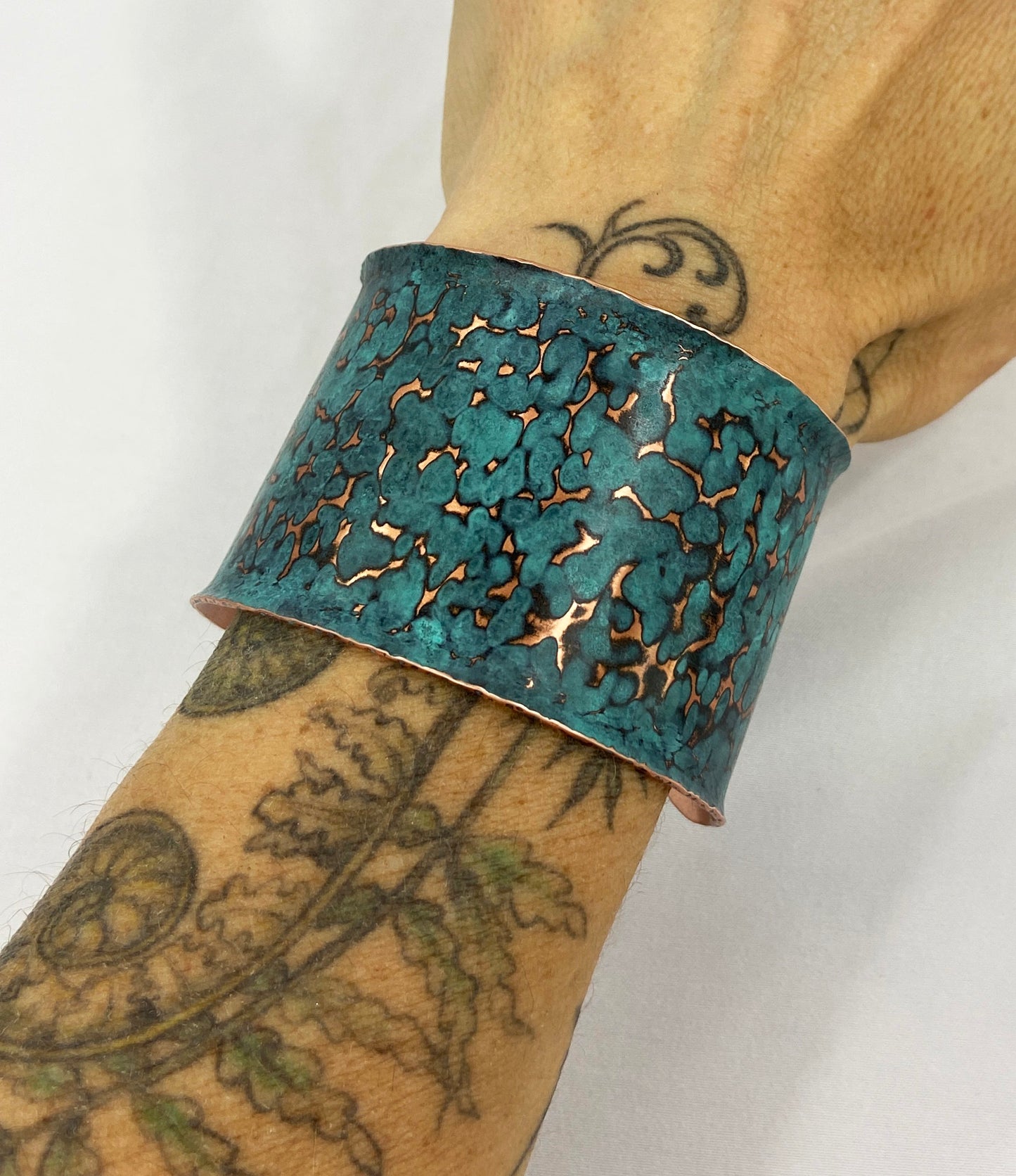 Hammered Copper Cuff Bracelet with Cupric Patina