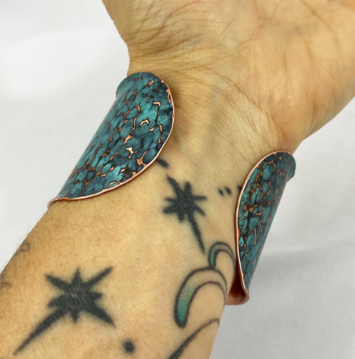 Hammered Copper Cuff Bracelet with Cupric Patina