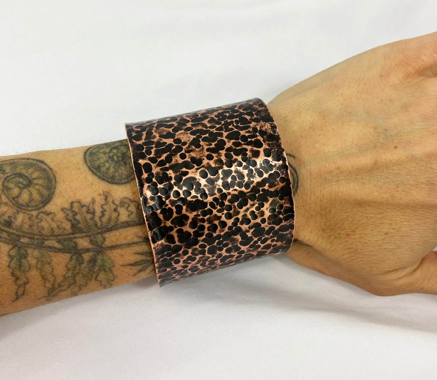 Hammered Copper Cuff Bracelet with Antique Patina/Ball Peen pattern